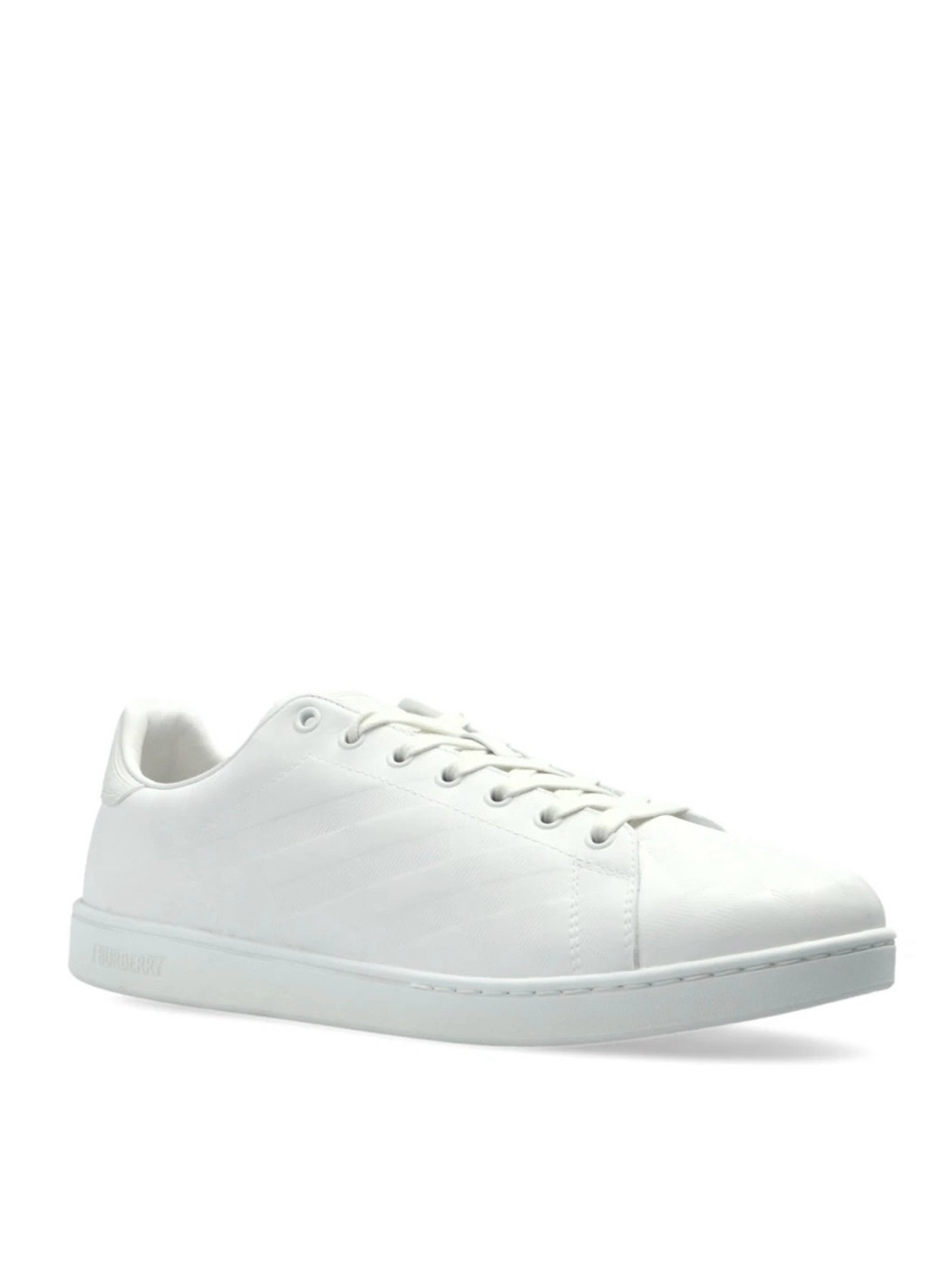 Burberry White Leather Low-Top Sneakers for Men